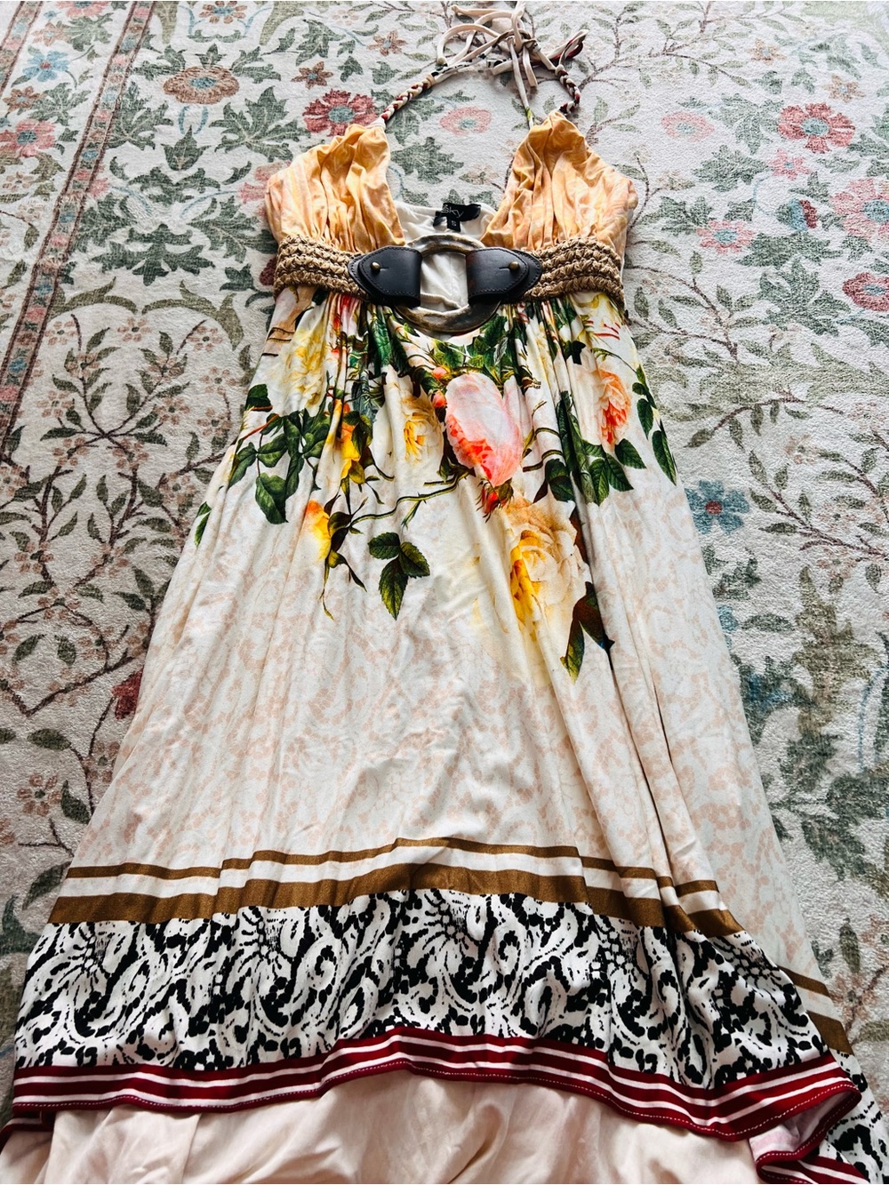 Sky Vintage Y2K Handkerchief Hem Dress Floral Boho Small
